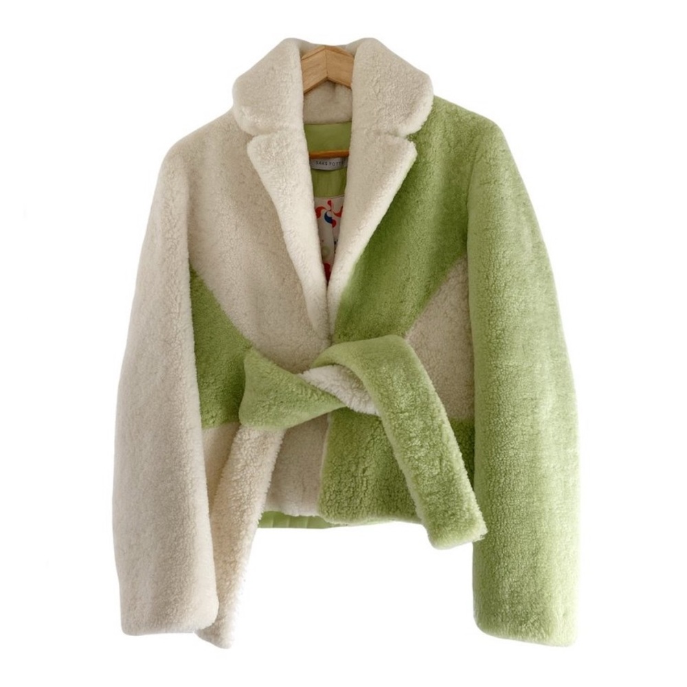 ISO Green and Cream Fur Jacket